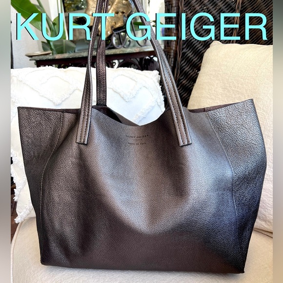 KURT GEIGER Violet Metallic  Leather large horizontal tote - Picture 1 of 17